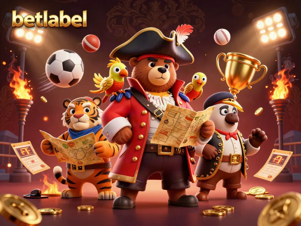 Experience the thrilling action of sports betting with betlabel in this vibrant 3D illustration.